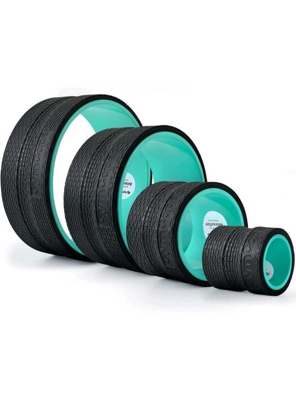 GymCope Yoga Padded Wheel & Massage Back Roller Set 4 Pack